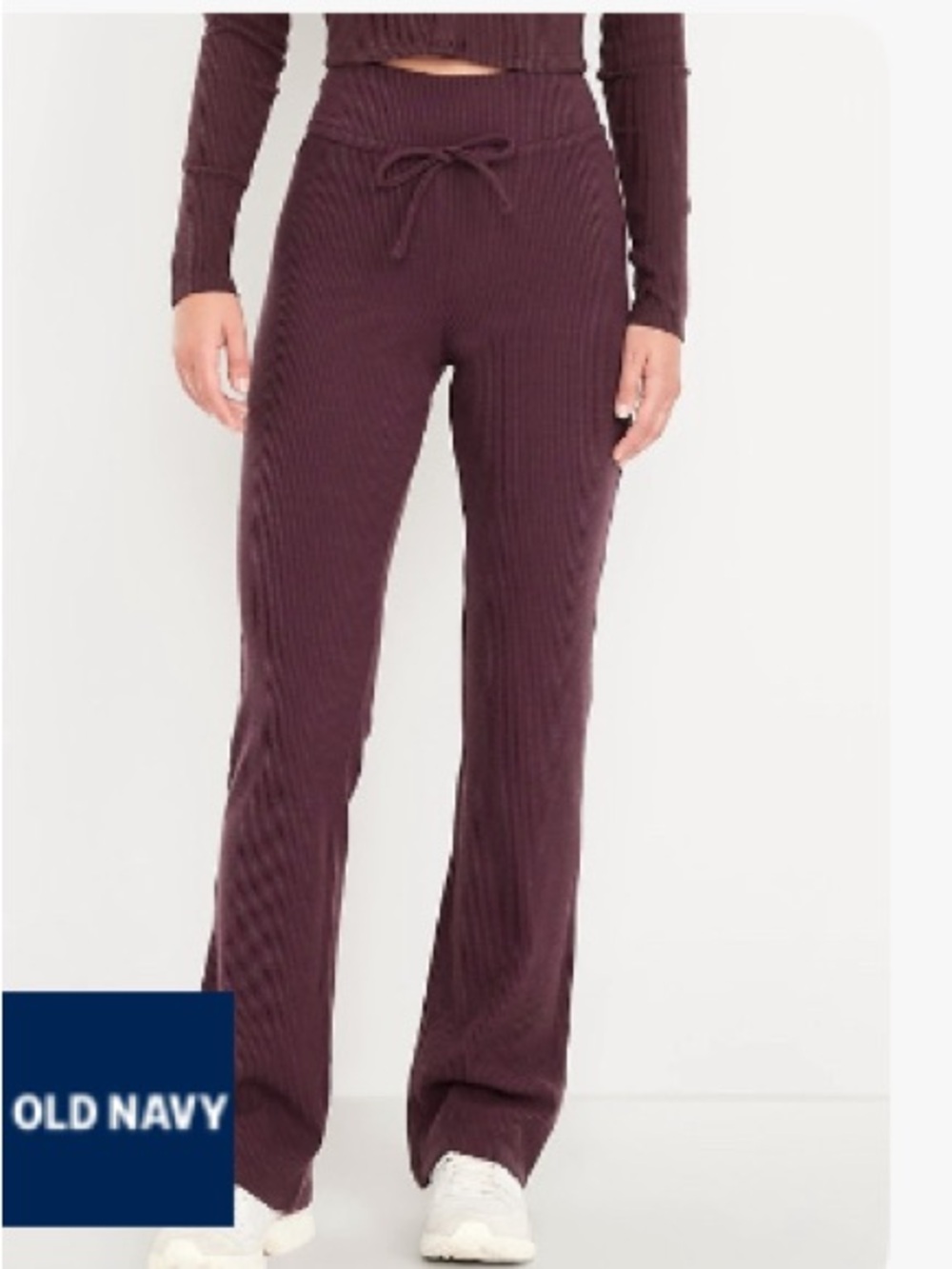 Old Navy Plum Ribbed Wide-Leg Drawstring Pants